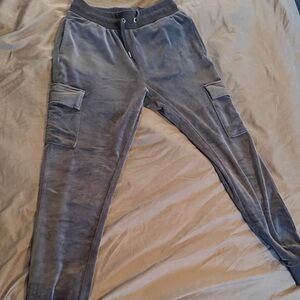 Women’s Velour Grey Jogger Cargo Pants